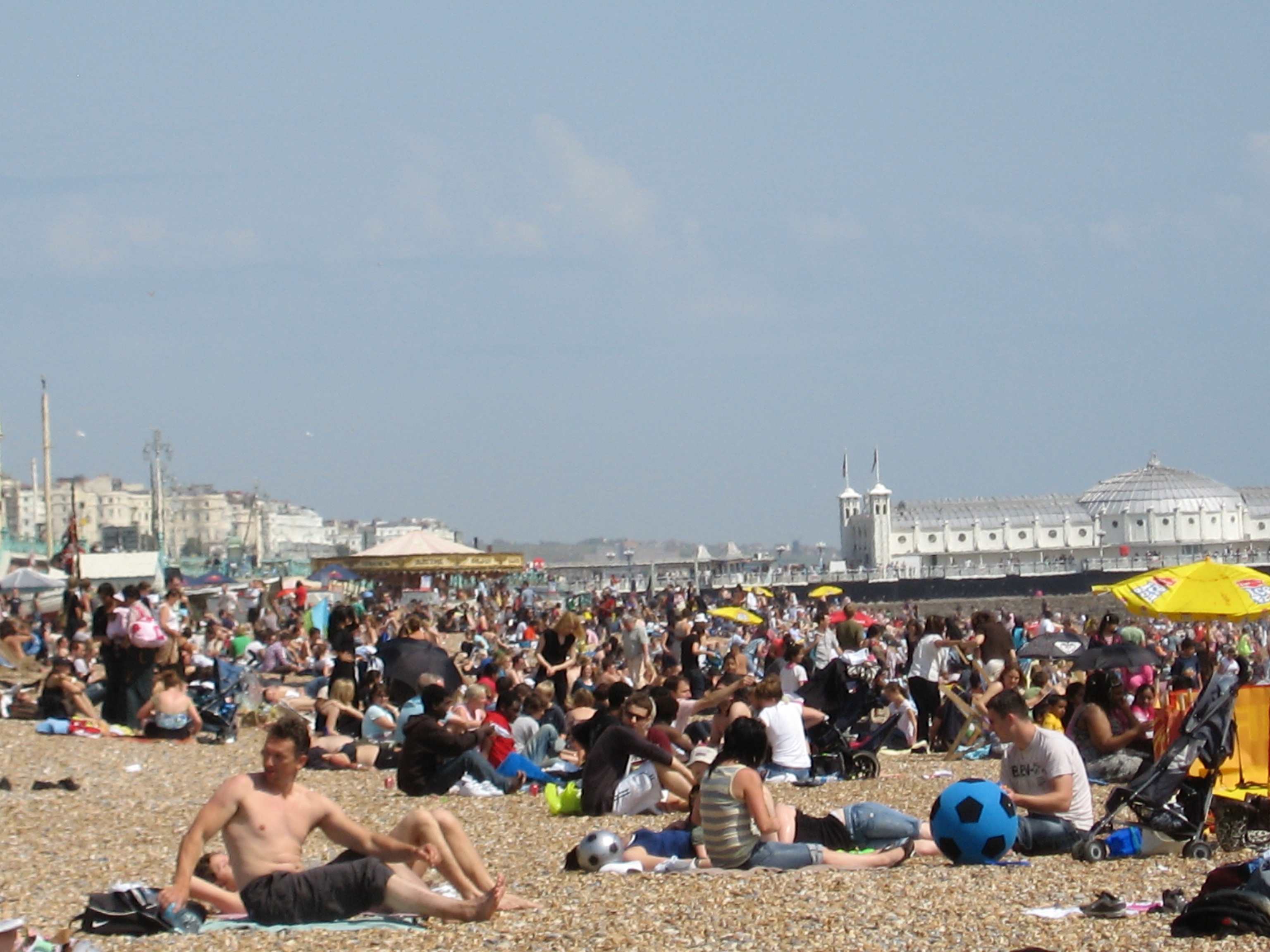 Crowded beach in Brighton